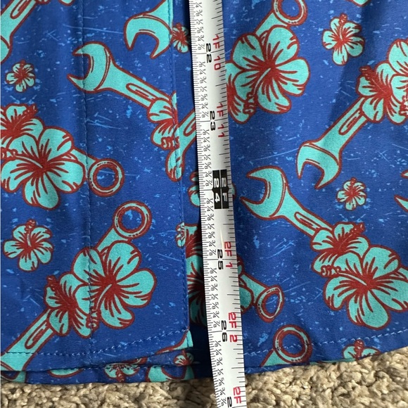 Dixxon GET LEI'D PARTY SHIRT Medium women’s Hawaii  button down blue floral - Picture 6 of 8